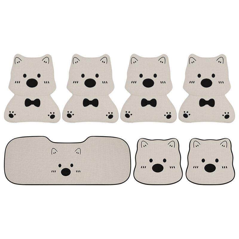 汽车坐垫四季通用座椅套夏季冰丝可爱卡通帕恰狗座垫车垫子半包垫