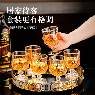 浮雕描金高颜值高脚杯 轻奢高档家用水晶红酒杯威士忌杯洋酒杯欧式