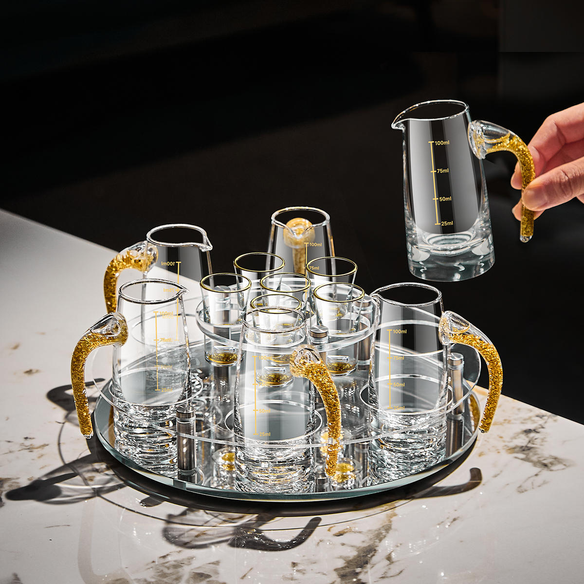 轻奢水晶玻璃白酒杯套装