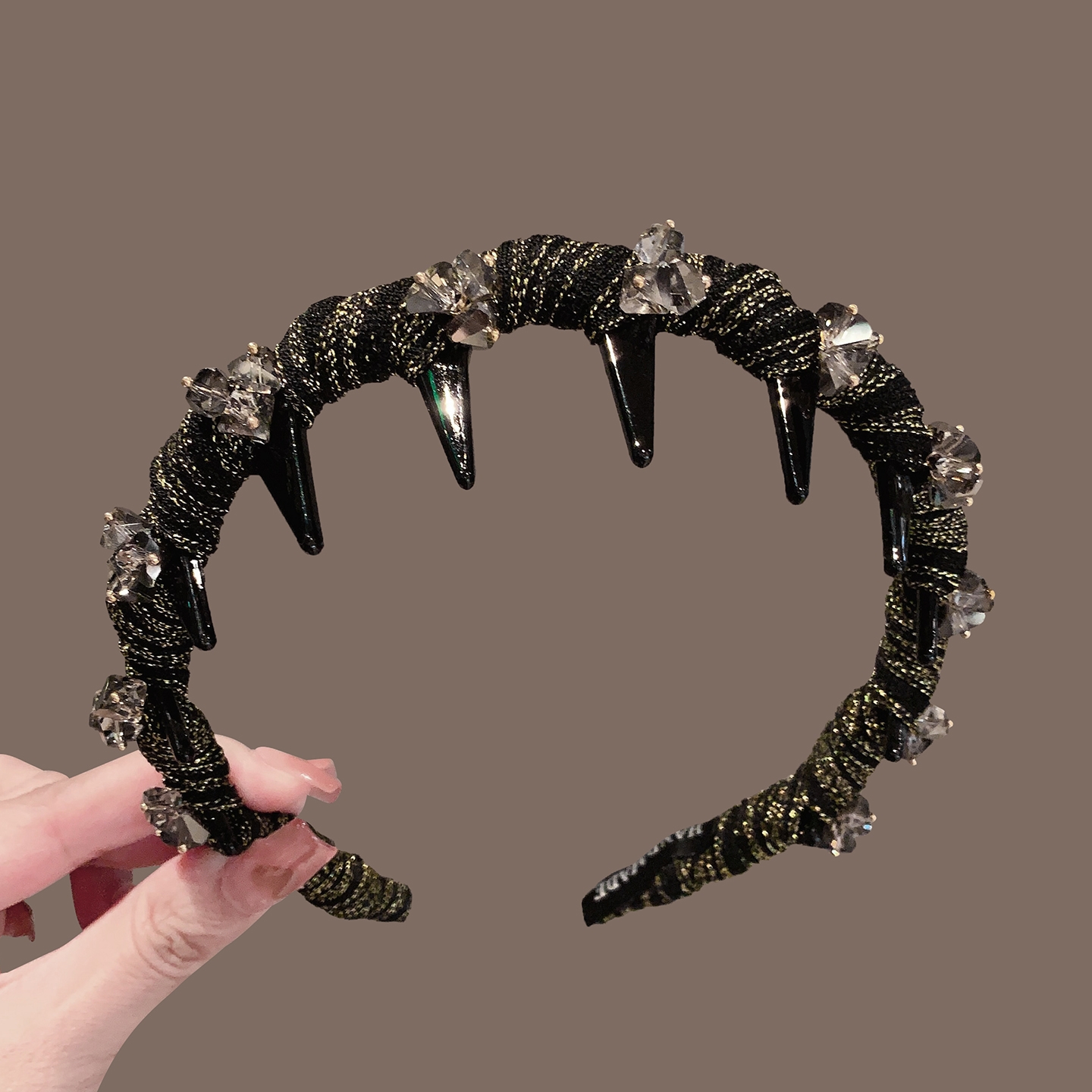 高级感镶钻细边发箍气质压发头箍