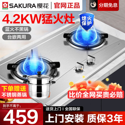 樱花燃气灶双灶家用4.2KW