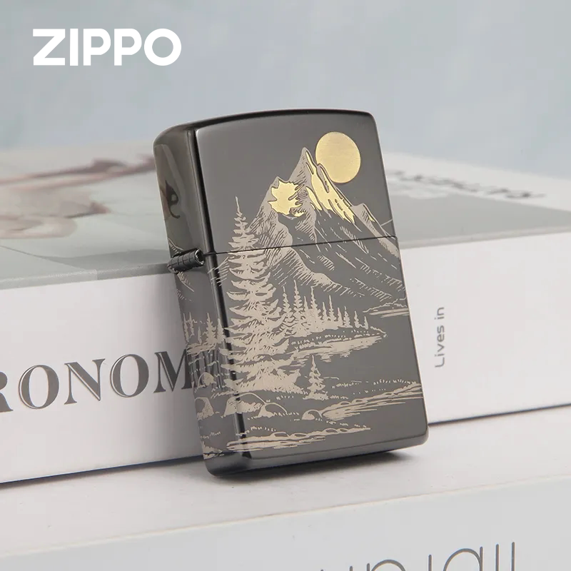 Zippo正品 日照金山 黑冰 正品防风煤油打火机送男友送礼收藏