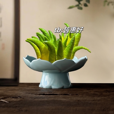 佛手柑托盘器皿陶瓷水培摆放佛手禅意风中式古风花器托盆花瓶摆件