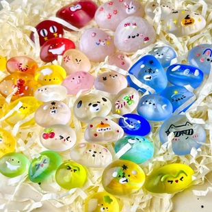 可爱迷你彩色石头宠物桌面小摆件领养盲盒原创ins风儿童玩具礼物