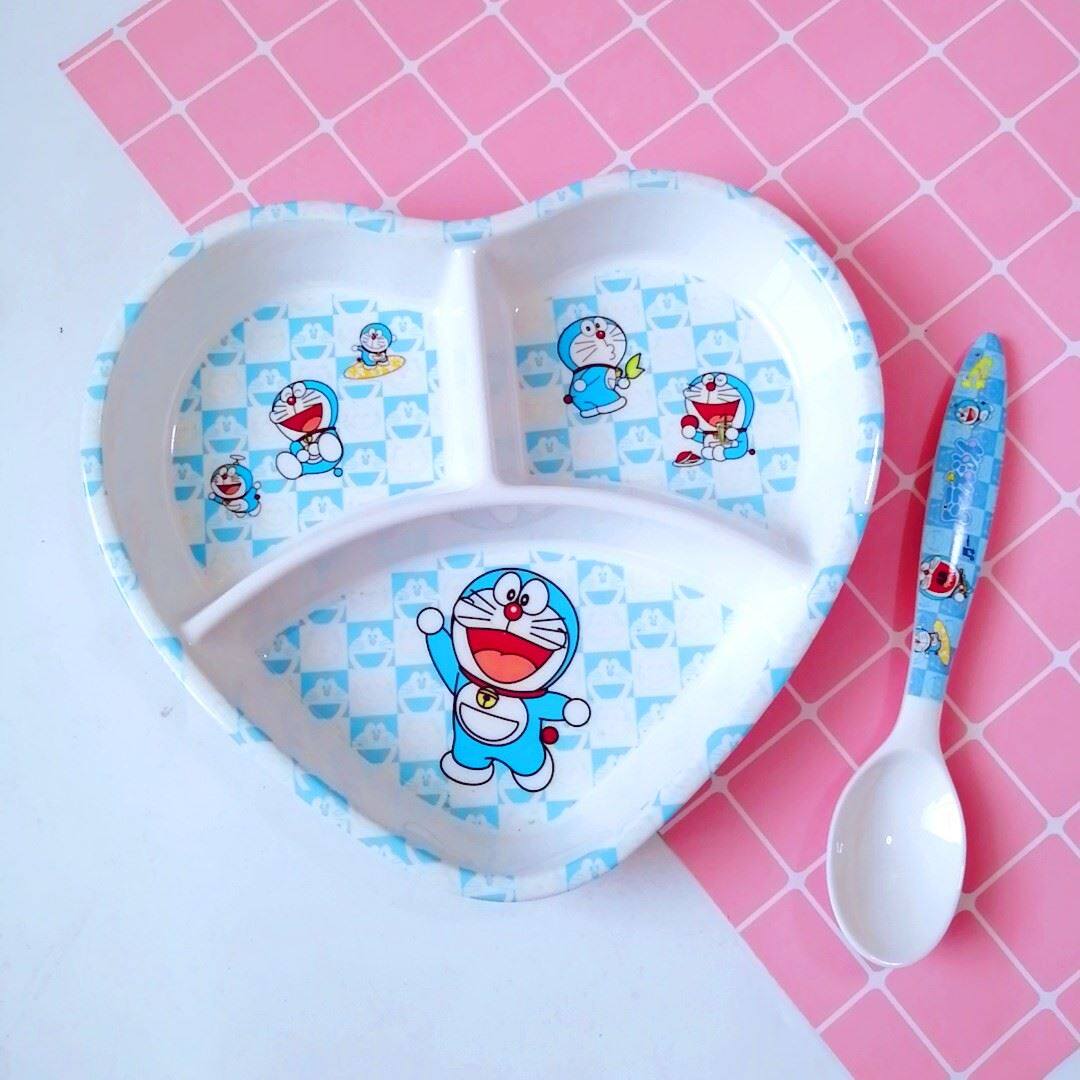 心形可爱卡通儿童餐具分格餐盘宝宝碗水果盘密胺家用小孩辅食盘子