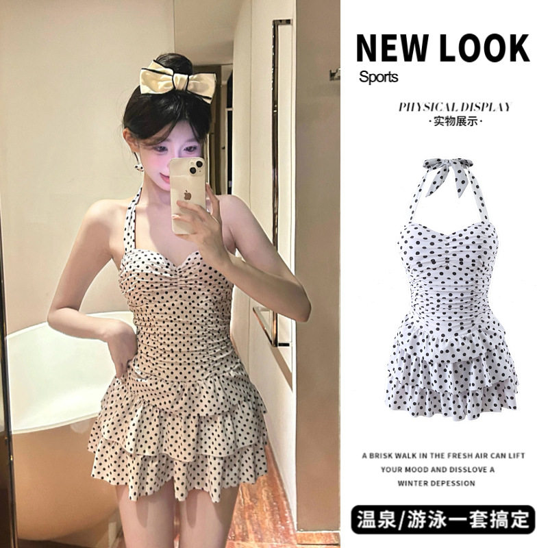 连体泳衣女高级感波点显瘦遮肉