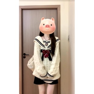 外穿针织海军领减龄上衣氛围感 日系超软糯慵懒毛衣女秋冬2025新款