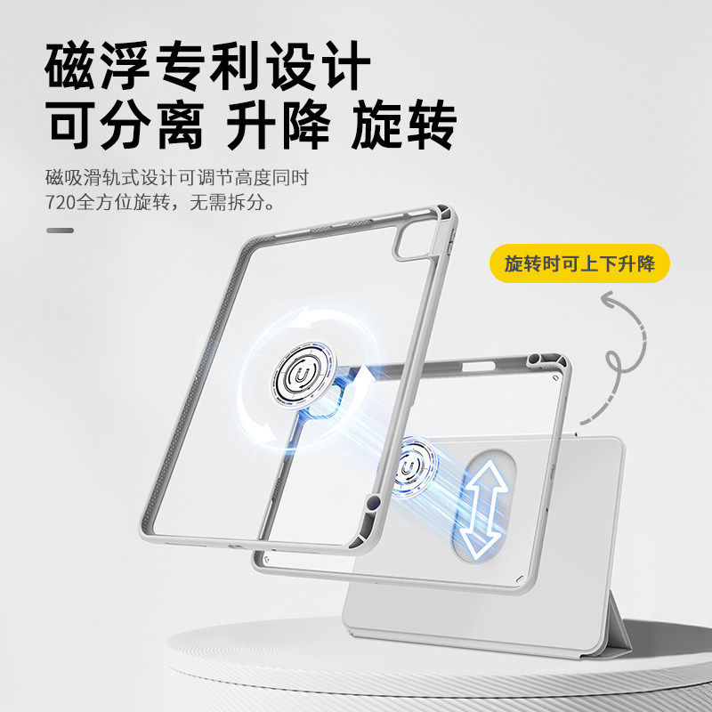 【Y折悬浮滑轨】适用于iPadPro2025新款air7/6保护壳pro11磁吸可拆分防弯mini7亚克力防弯摔10.2寸10代带笔槽