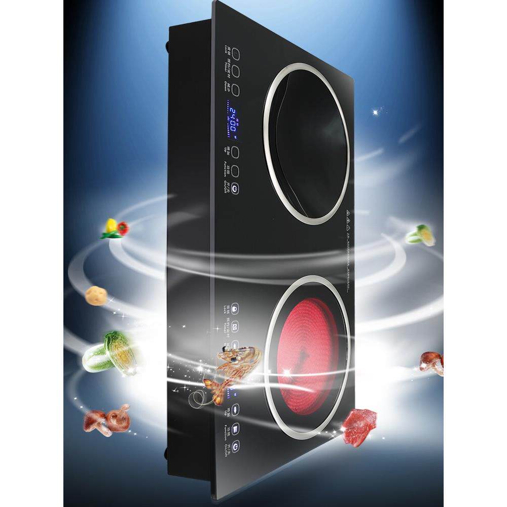 嵌入式电磁炉双灶电陶炉双头台式双炉双眼镶入镶嵌凹面开孔63X33