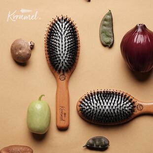 KRRAMEL猪鬃梳子礼物礼盒按摩梳气垫梳木梳子蓬松梳实用生日礼物