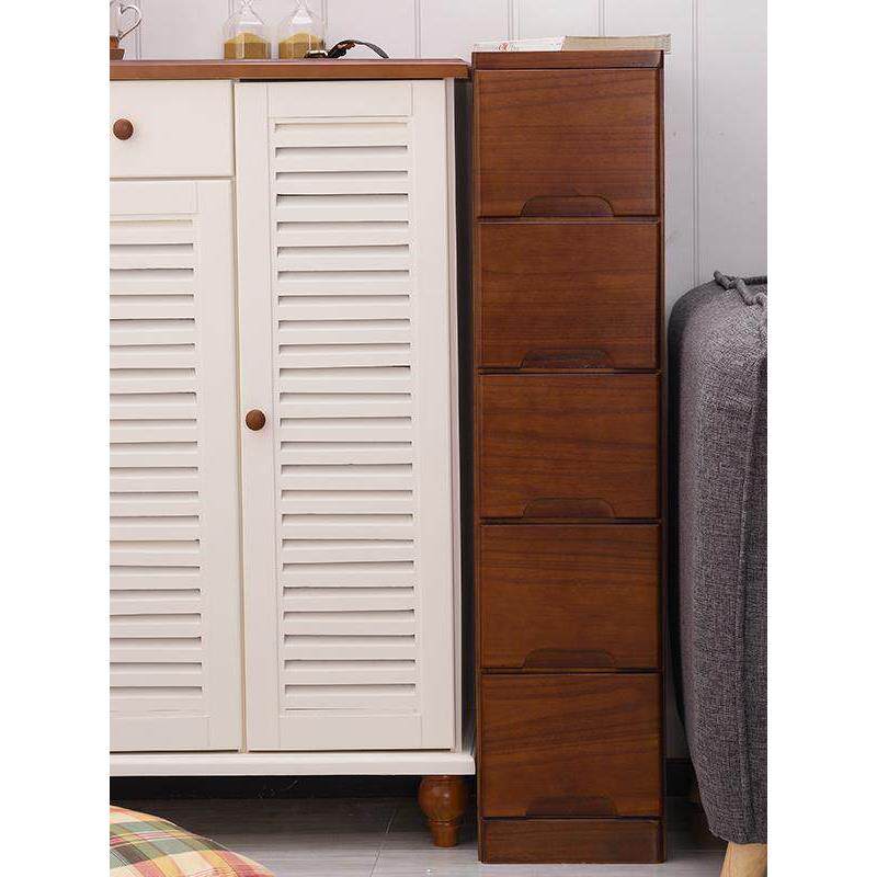 25/30/35实木加深加高抽屉式收纳窄柜多层储物夹角缝隙小柜子五斗