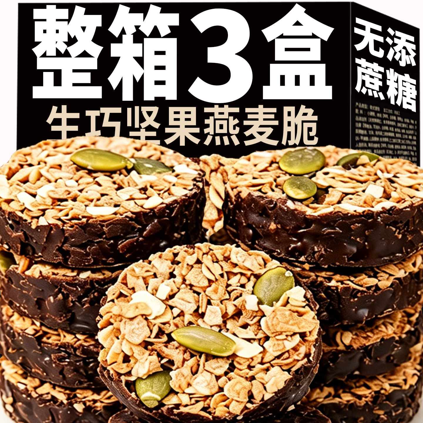 生巧坚果燕麦脆黑巧克力燕麦片饼干谷物脆高蛋白早餐健康代餐零食