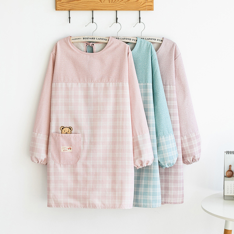 围裙家用厨房反穿罩衣女士大人长袖防水防油时尚2022日式做饭新款