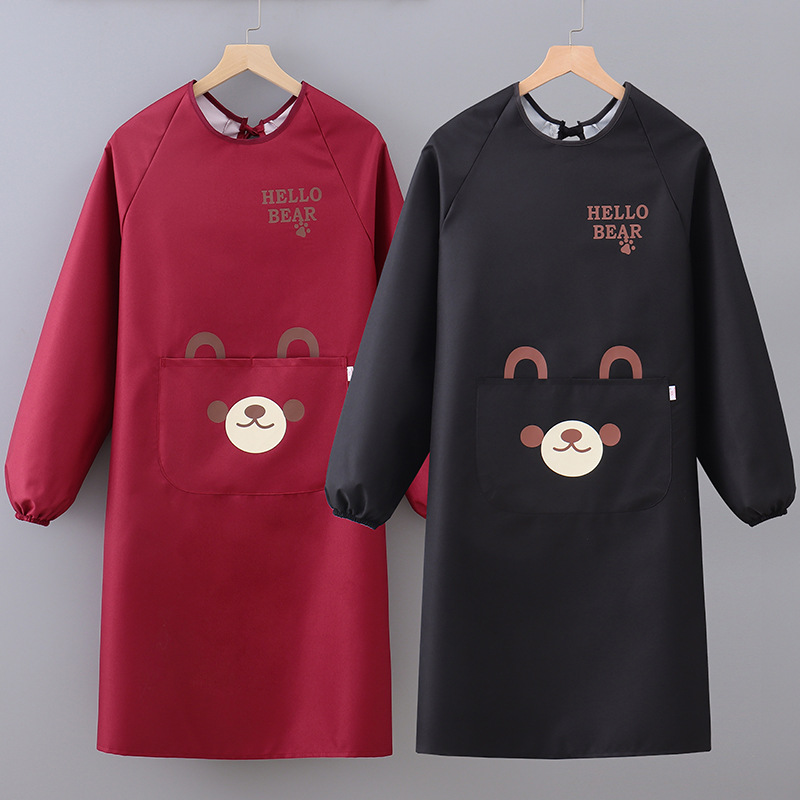 防水罩衣大人家务女厨房做饭家用防水防油围裙耐脏套装工作服