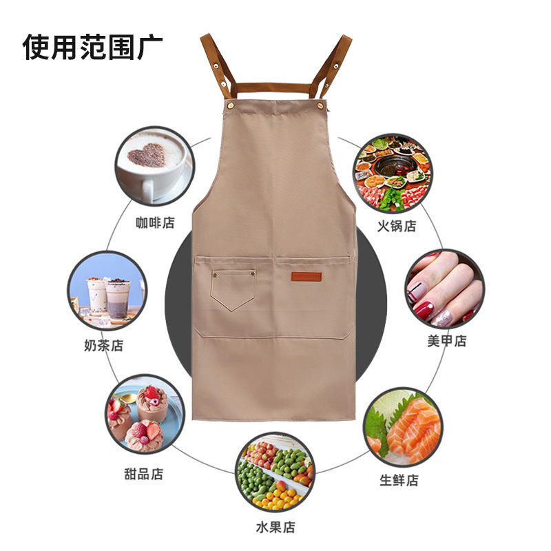 直售加厚围裙家用厨房防水防油做饭H肩带围腰餐饮工作服