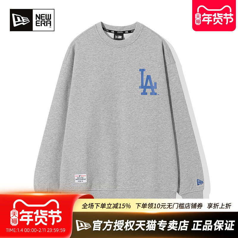 NewEra纽亦华MLB秋冬男女LA潮加绒保暖休闲运动套头卫衣13338672
