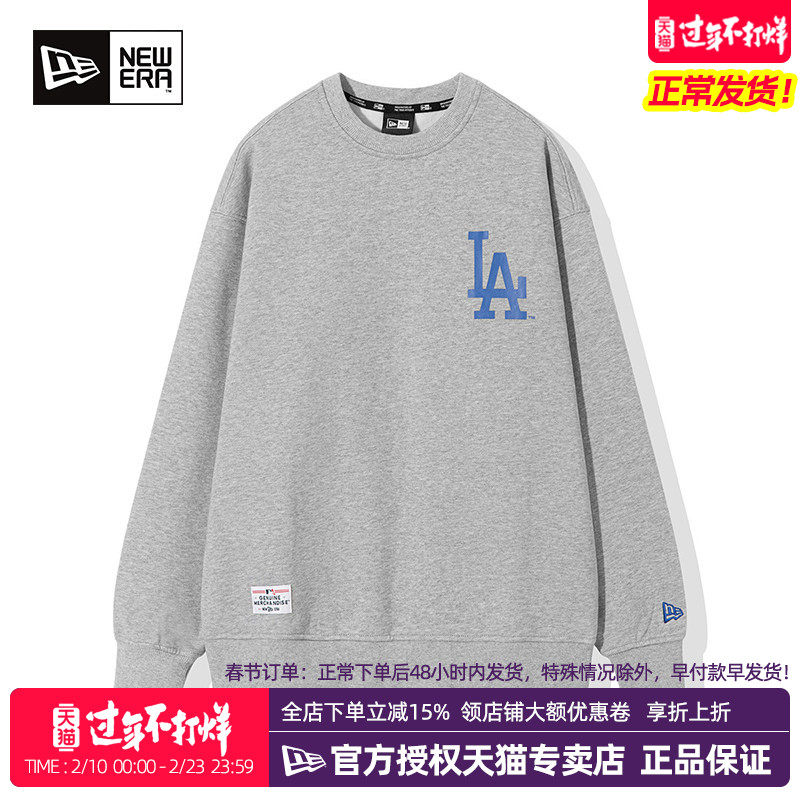NewEra纽亦华MLB秋冬男女LA潮加绒保暖休闲运动套头卫衣13338672