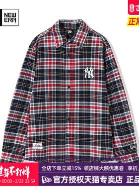 NewEra纽亦华官方正品男女MLB系列NY洋基队LA法兰绒休闲长袖衬衫