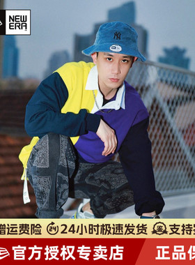 New Era纽亦华MLB男女款情侣灯芯绒宽檐遮阳休闲NY潮渔夫帽盆帽