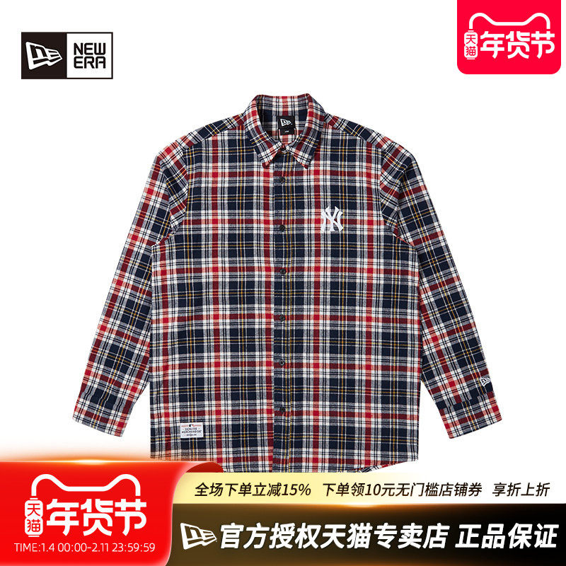 New Era官方授权正品纽亦华男女情侣运动NY潮流MLB法兰绒衬衫外套