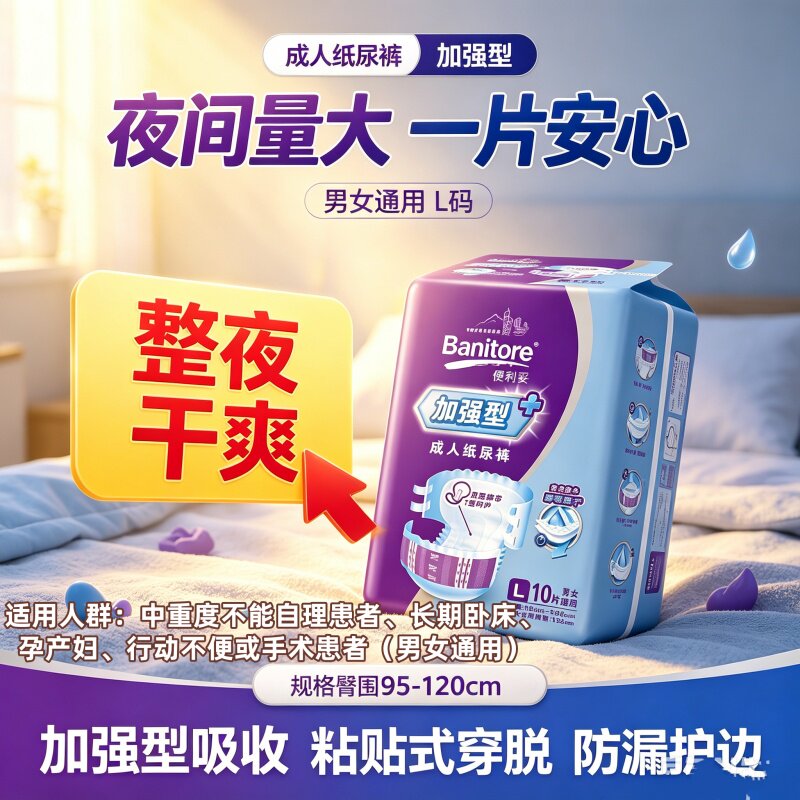 便利妥成人纸尿裤MXL码加强型老人男女瞬吸防漏不反渗尿不湿
