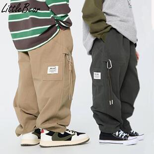 挂件装饰工装休闲裤男童帅气贴标工装裤儿童春秋新款宽松小脚裤潮