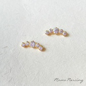 沫沫穿刺 镶锆石排钻镀金耳骨钉F136钛合金防过敏耳钉内螺旋0.9m