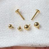 沫沫穿刺 镀金色基础圆球耳钉钛合金耳骨钉16G18G内螺纹底座配件