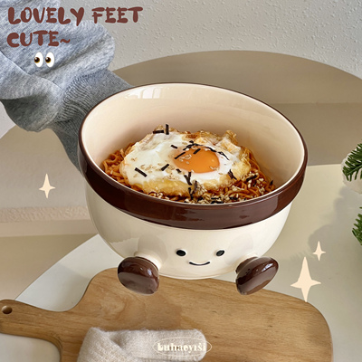 可爱胖脚丫创意陶瓷泡面碗