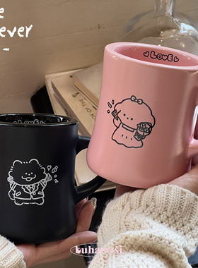 原创情侣love小狗陶瓷马克杯情人节礼物爱心婚纱恋爱创意咖啡杯子