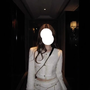 早安樊樊25A Kylie香香面料盘花扣小香外套+A字半裙套装