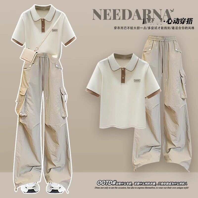 2025超火夏装一整套学院风减龄韩系独特绝美小套装女小个子工装裤图片