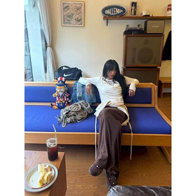 现货~51STUDIO自制冬季款后背蕾丝长袖T恤上衣103006