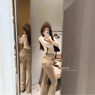 早安樊樊神裤5.0酒杯腰常规/小个子薄绒微喇牛仔裤+真皮腰带