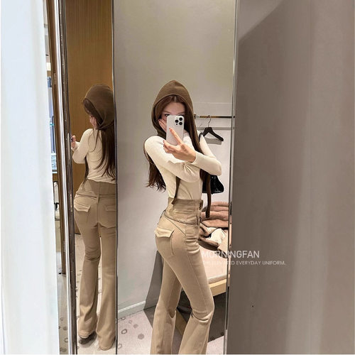 早安樊樊神裤5.0酒杯腰常规/小个子薄绒微喇牛仔裤+真皮腰带