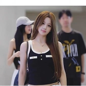 CHICYOU Celi 8.18 贵感休闲 女明星黑白撞色金扣针织背心