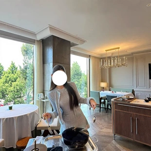 早安樊樊Jennie蓝花楹温柔毛感拼接针织连衣裙+开衫外套女秋