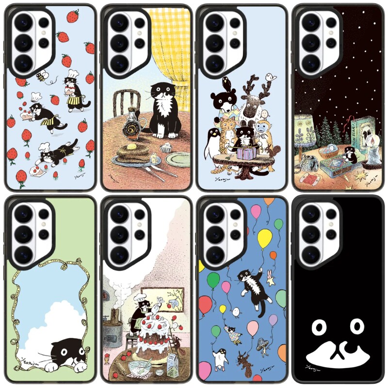 MO黑猫手机壳磁吸magsafe亚克力防摔保护套适用于三星Galaxy S26ultra/S25/S24/S23ultra可爱个性高级创意