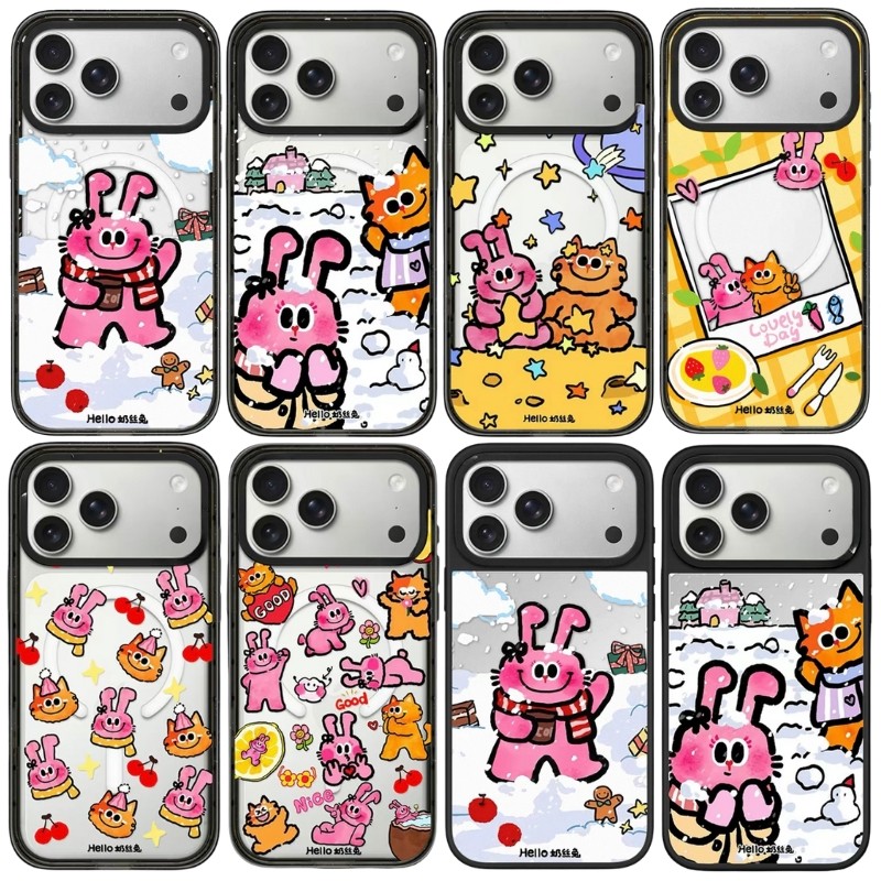 奶丝兔iphone17promax手机壳防摔磁吸亚克力magsafe镜面保护套适用于苹果16pro/15/14可爱创意个性高级