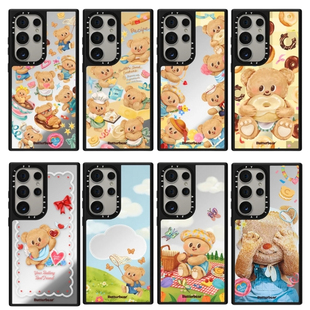黄油小熊手机壳磁吸magsafe镜面防摔保护套适用于三星Galaxy S25ultra/S25/S24/S23ultra可爱个性创意