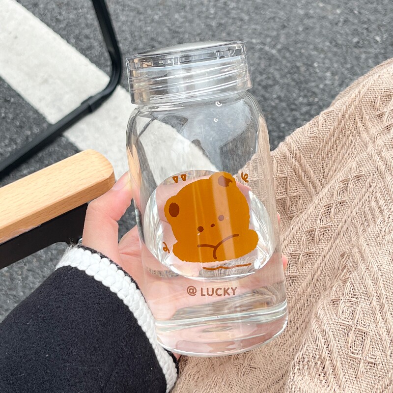 2025新款玻璃杯女学生水杯便携牛奶咖啡杯外出携带果汁早餐豆浆杯