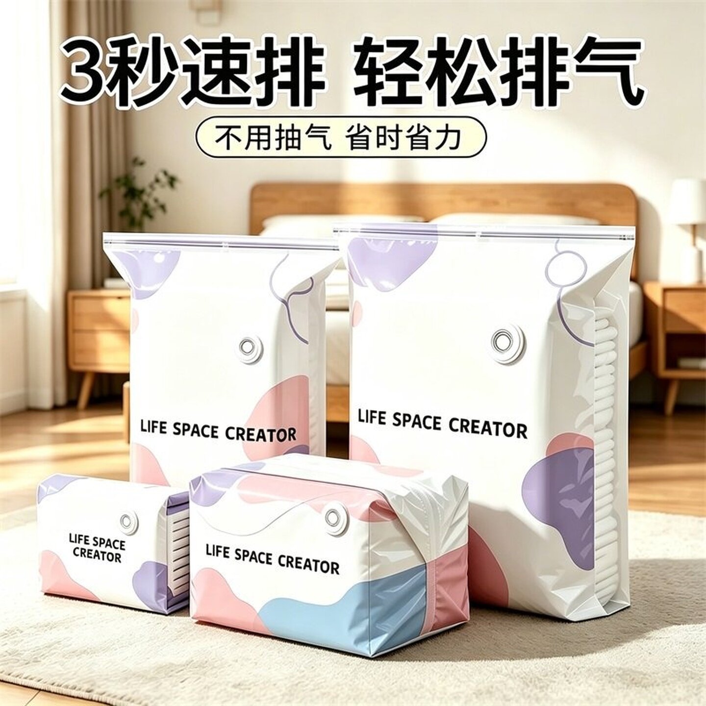 压缩袋真空免抽气收纳袋棉加厚衣物专用密封旅行袋立体大容量行李