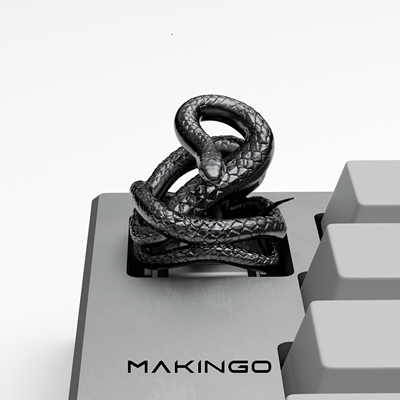 Makingo原创正版纯银蛇键帽蛇新年礼物客制化个性键帽艺术金属