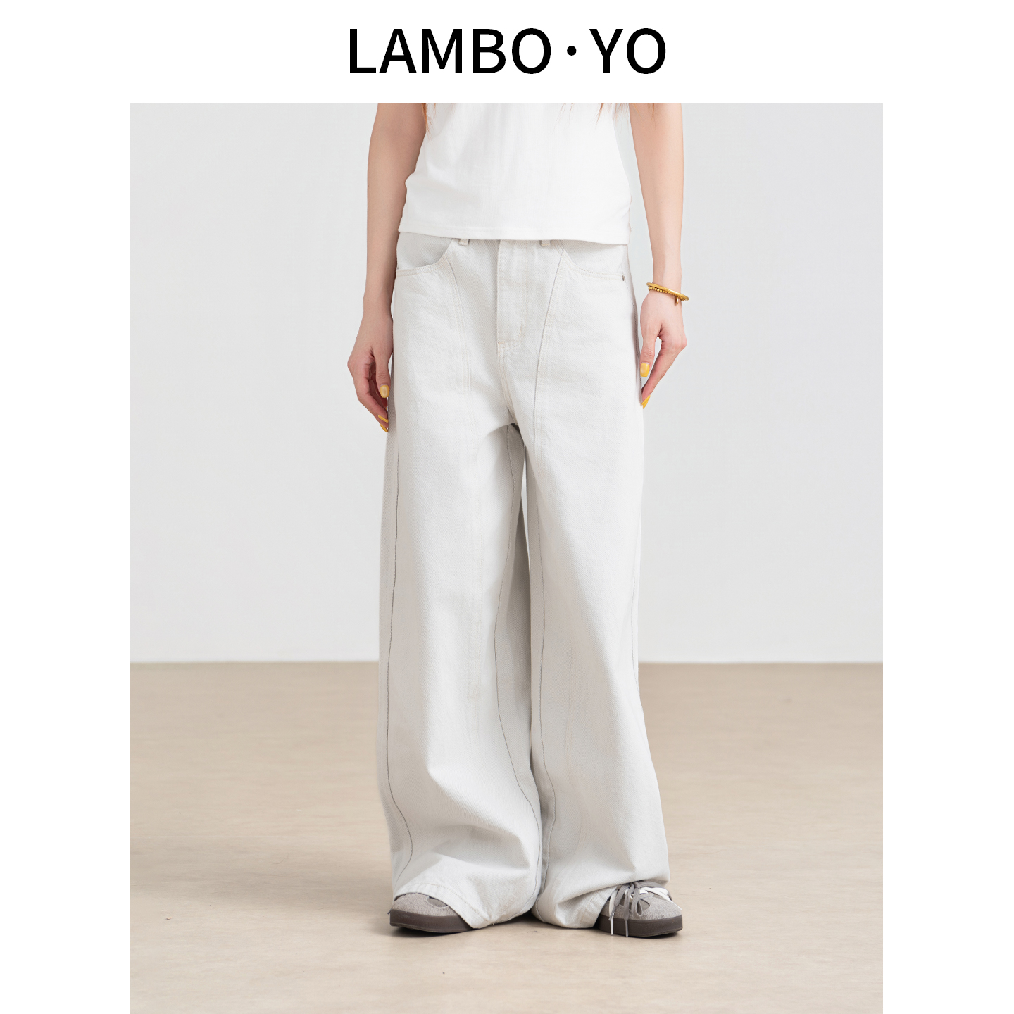 LAMBOYO松弛利落廓形牛仔裤