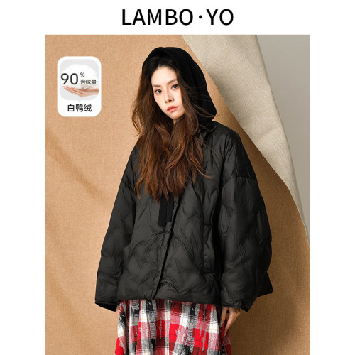 LAMBOYO休闲百搭常规连帽羽绒服