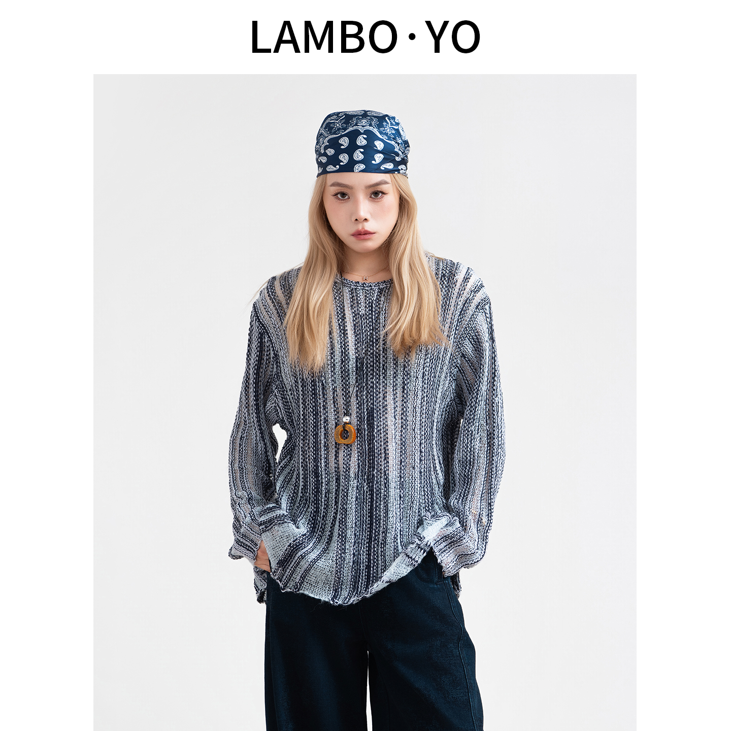 肌理感渐变条纹针织衫