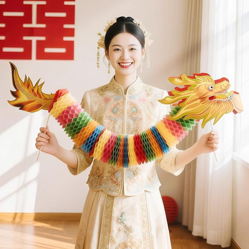 结婚拍照道具婚礼新娘晨袍拍摄神器接亲小游戏伴娘舞龙小对联灯笼