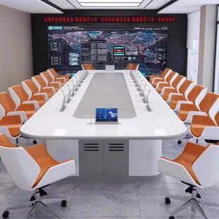 大型智能无纸化会议桌、简约现代彩绘长桌、酒吧洽谈桌、升降屏培