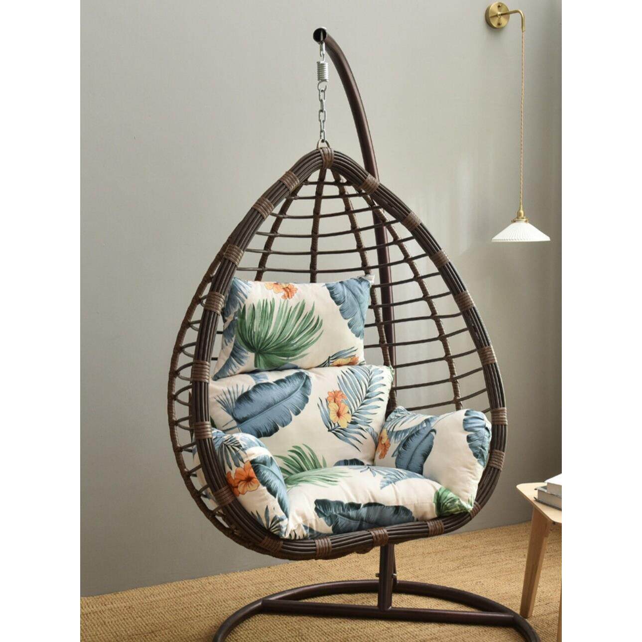 椅子坐垫简约印花吊篮坐垫单人吊椅加厚靠垫可拆洗新款加大号垫子