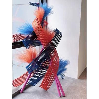 创意自然手工竹编装置蓝竹条竹片竹排婚礼布置天花板竹材料多色